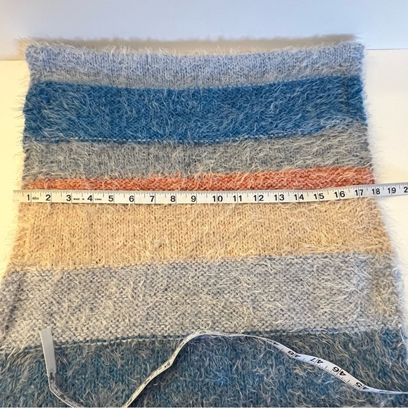 Womens Scarf Chunky Knit Multicolor Stripe Colorblock Fuzzy Rectangular Scarf - Picture 8 of 11